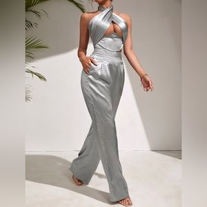 Gray Satin two piece set